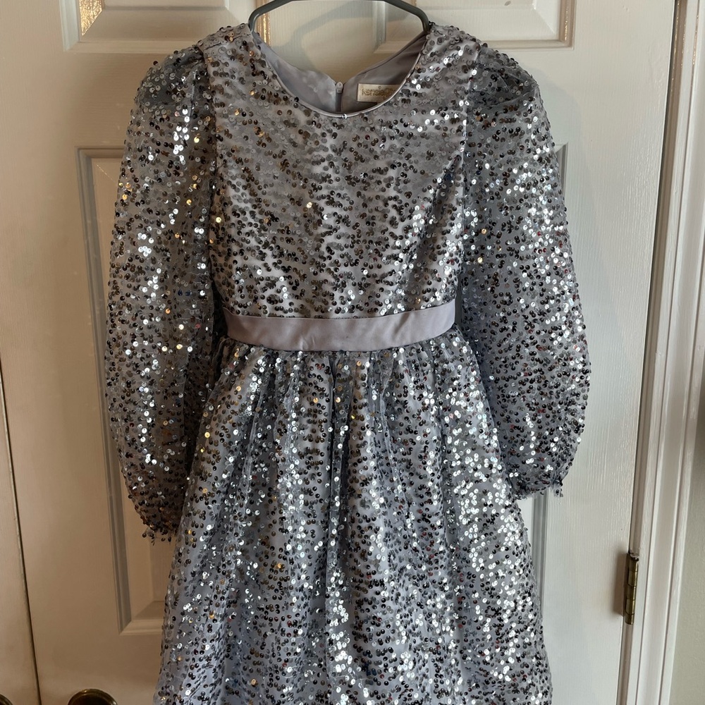 Kensie Girl Silver Sequin Formal Dress